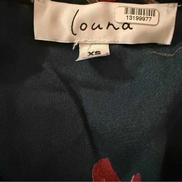 Louna Floral V-Neck Long Sleeve Smocked‎ Top in Green Sz XS - Picture 5 of 8